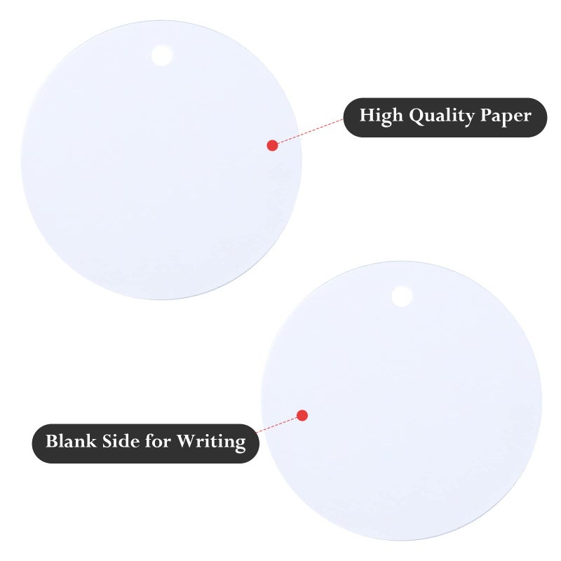 jijAcraft White Round Gift Tags with String, 100PCS Circle Kraft Paper Tags, 2Inch Writable Blank Hangtag for Gift Wrapping, DIY Crafts, Party Favors - Image 3